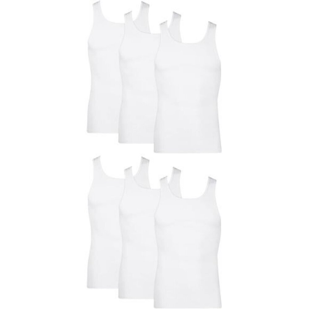 Hanes Mens Cotton Tank Tops 6 Pack Moisture Wicking Lightweight Ribbed Undershir